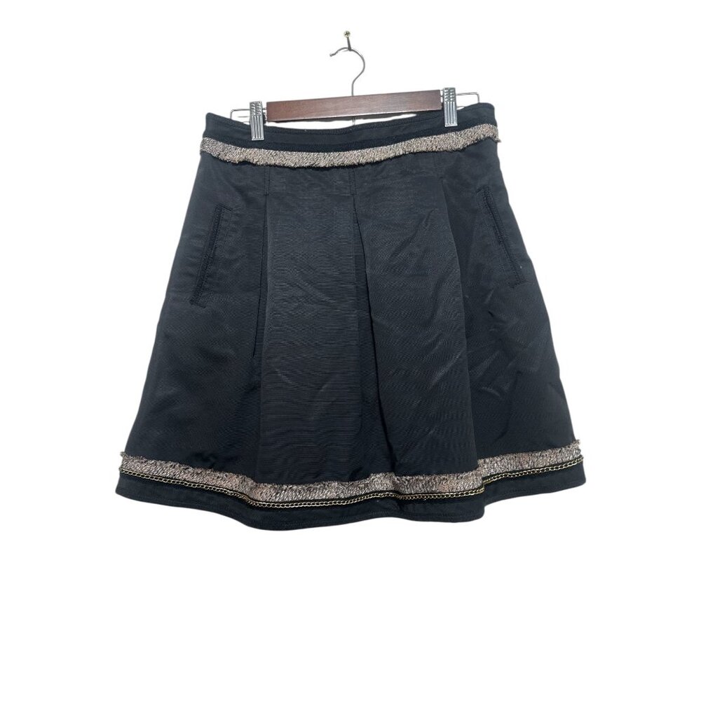 BCBGMAXAZRIA Blazer Skirt Set Women Small Black Chain Tweed Office Academia FLAW - Picture 14 of 16
